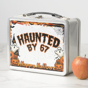 Haunted by 67 Funny Ghost And Pumpkin Halloween Metal Lunch Box
