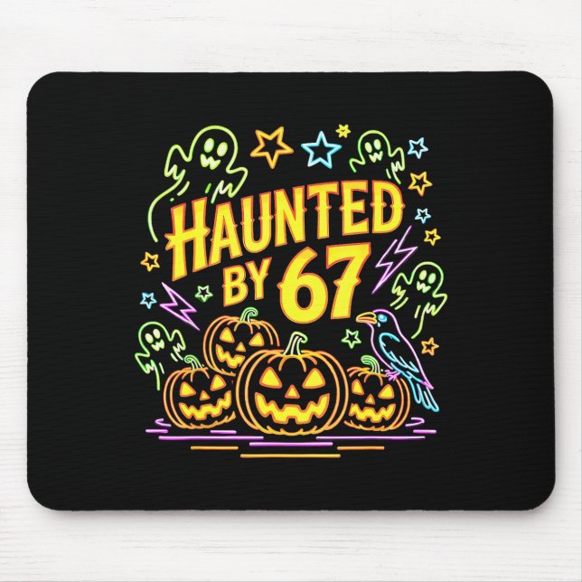 Haunted By 67 Funny Ghost And Pumpkin Halloween  Mouse Mat (Front)