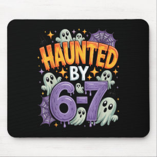 Haunted By 67 – Funny Ghost And Pumpkin Halloween  Mouse Mat