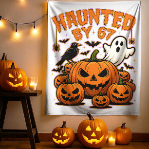 Haunted by 67 Funny Ghost And Pumpkin Halloween Tapestry