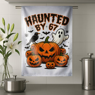 Haunted by 67 Funny Ghost And Pumpkin Halloween Tea Towel
