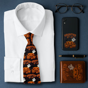 Haunted by 67 Funny Ghost And Pumpkin Halloween Tie