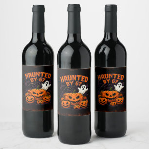 Haunted by 67 Funny Ghost And Pumpkin Halloween Wine Label