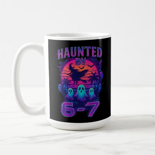 Haunted by 67 Funny Halloween Meme Coffee Mug (Left)
