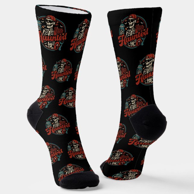 Haunted By 67 Funny Halloween Six Seven 67 Meme Socks (Angled)