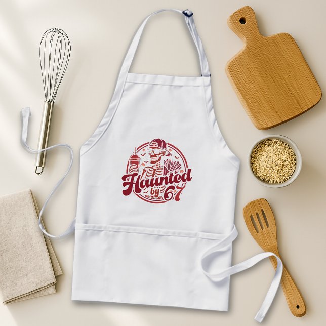 Haunted By 67 Funny Halloween Six Seven 67 Meme Standard Apron (Creator Uploaded)