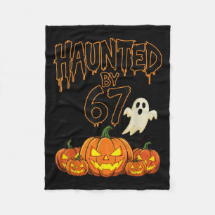 Haunted By 67 Funny Pumpkin And Ghost Halloween Co Fleece Blanket