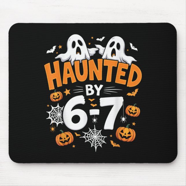 Haunted By 67 Funny Pumpkin And Ghost Halloween Co Mouse Mat (Front)