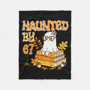 Haunted By 67 Funny Reading Ghost And Pumpkin Hall Fleece Blanket