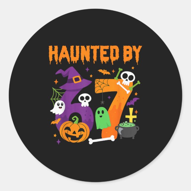 Haunted By 67 Funny Six Seven Meme 6 7 Halloween C Classic Round Sticker (Front)