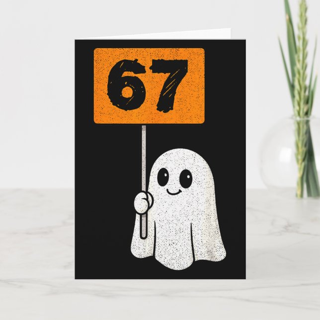 Haunted By 67 – Funny Six Seven Meme 6 7 Halloween Card (Front)