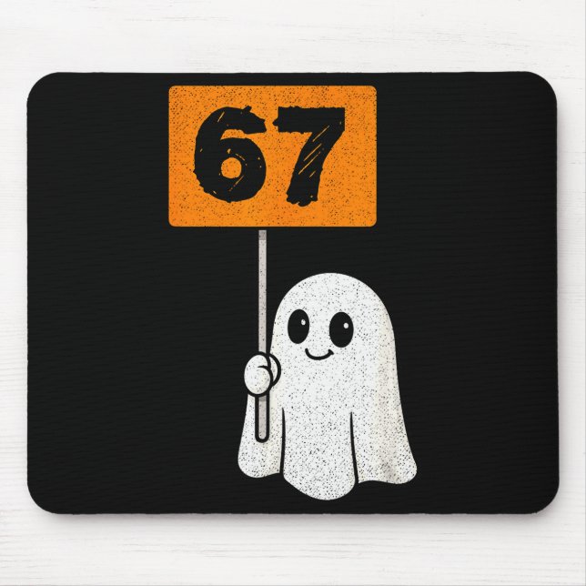 Haunted By 67 – Funny Six Seven Meme 6 7 Halloween Mouse Mat (Front)