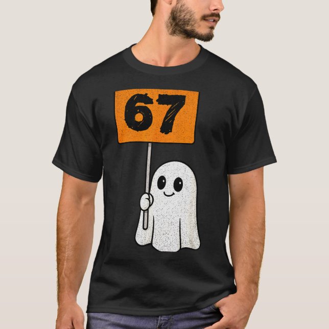 Haunted By 67 – Funny Six Seven Meme 6 7 Halloween T-Shirt (Front)