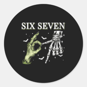 Haunted By 67 – Funny Skeleton Hands Halloween Cos Classic Round Sticker