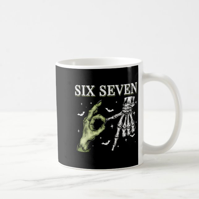 Haunted By 67 – Funny Skeleton Hands Halloween Cos Coffee Mug (Right)