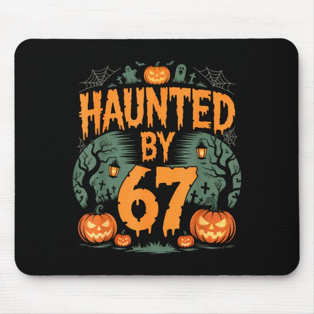 Haunted By 67 Meme Halloween Pumpkin  Mouse Mat (Front)