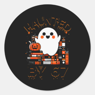 Haunted By 67 - Teacher Boo Ghost Pumpkin Hallowee Classic Round Sticker