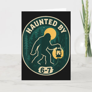 Haunted By 6-7 Bigfoot Lantern Halloween Badge Card
