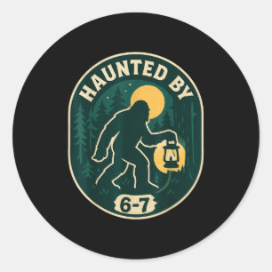 Haunted By 6-7 Bigfoot Lantern Halloween Badge  Classic Round Sticker