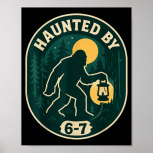 Haunted By 6-7 Bigfoot Lantern Halloween Badge  Poster