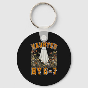 Haunted By 6 7 Ghost Floral 67 Meme Halloween Six Key Ring