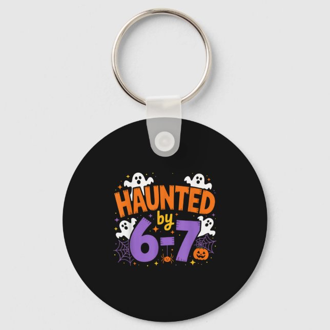 Haunted By 6-7 Halloween Ghosts And Sders Design  Key Ring (Front)