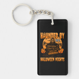Haunted by 90s Retro Horror Halloween Vibes Key Ring