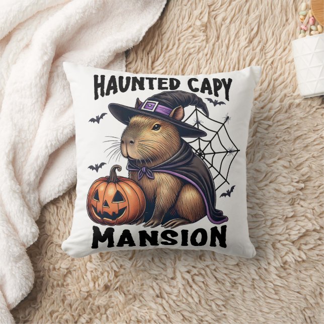 Haunted Capy Mansion Capybara Halloween Cushion (Blanket)