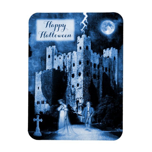 Haunted Castle Gothic Happy Halloween Magnet (Vertical)