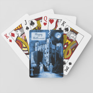 Haunted Castle Gothic Happy Halloween Playing Cards