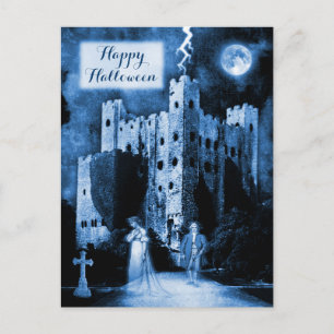 Haunted Castle Gothic Happy Halloween Postcard