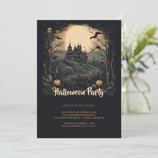 Haunted Castle Halloween Invitation (Standing Front)