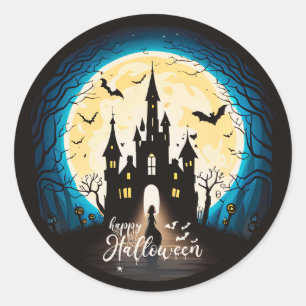 Haunted Castle Happy Halloween Creepy Classic Round Sticker