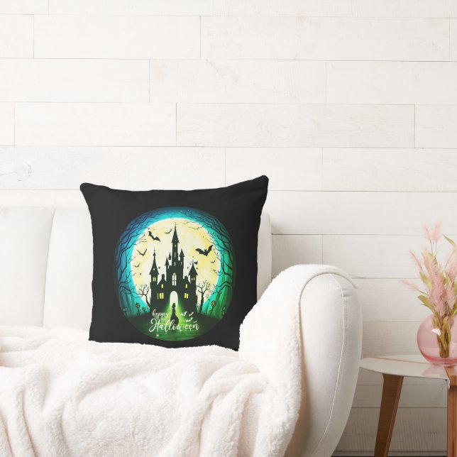Haunted Castle Happy Halloween Creepy Cushion (Couch)