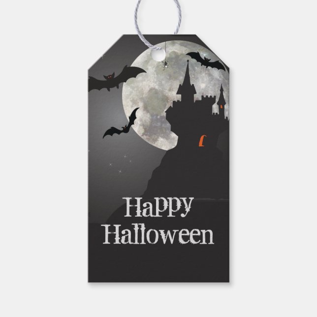 Haunted Castle Happy Halloween Gift Tags (Front)