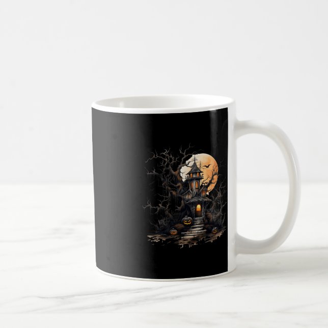 haunted castle pumpkin halloween nightmare  coffee mug (Right)