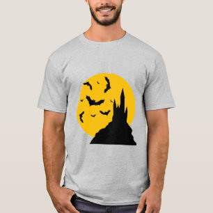 Haunted Castle with Moon and Bats T-Shirt