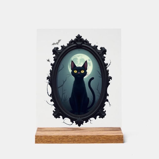 Haunted Cat Mirror Acrylic Sign (Front)