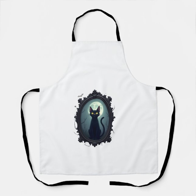 Haunted Cat Mirror Apron (Front)