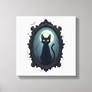 Haunted Cat Mirror Canvas Print