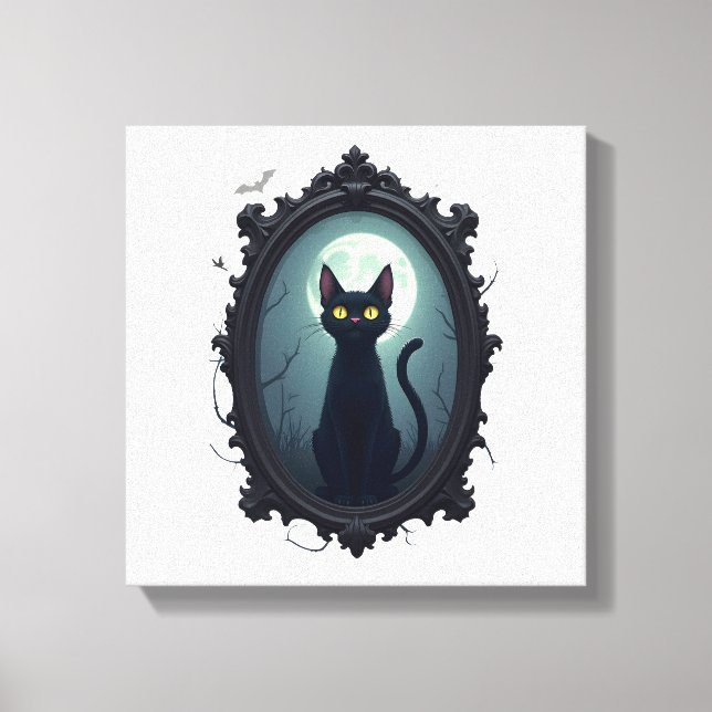 Haunted Cat Mirror Canvas Print (Front)