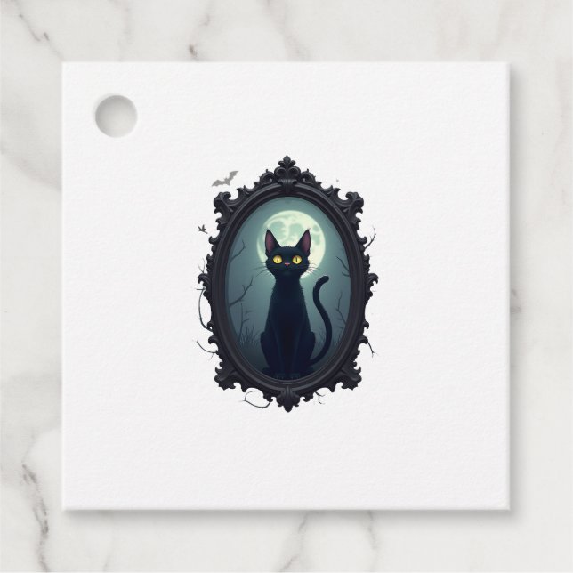 Haunted Cat Mirror Favour Tags (Front)