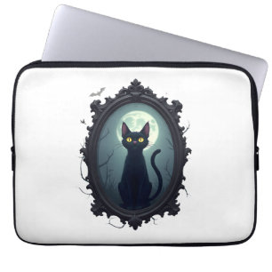 Haunted Cat Mirror Laptop Sleeve
