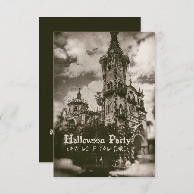 Haunted Church Spooky Halloween Invitation (Front/Back)