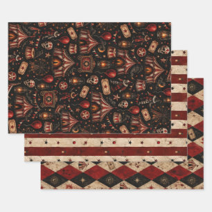 Haunted Circus Killer Clown Halloween Night Wrapping Paper Sheet