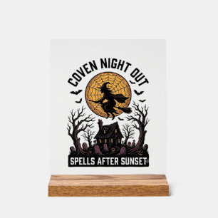 Haunted Coven Shirt Vintage Witch House Halloween Acrylic Sign