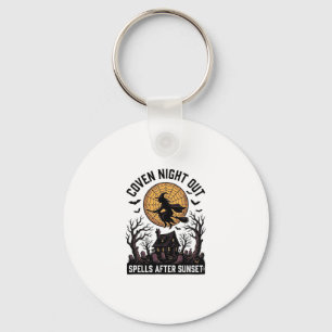Haunted Coven Shirt Vintage Witch House Halloween Key Ring