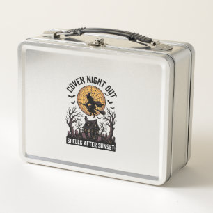 Haunted Coven Shirt Vintage Witch House Halloween Metal Lunch Box