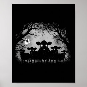Haunted Cows Forest Black Cattle With Big Eyes Hal Poster