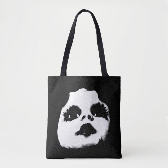 Haunted Creepy Doll Face Tote Bag (Front)